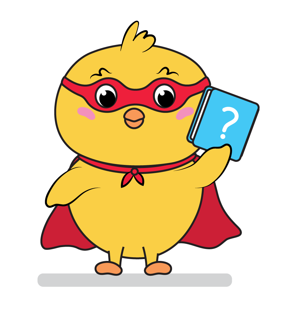 Hatch holding a book with a question mark.