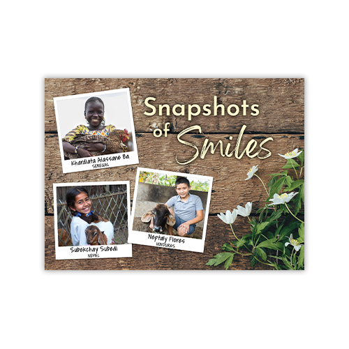 Cover of All Occasions card which reads, "Snapshots of Smiles."