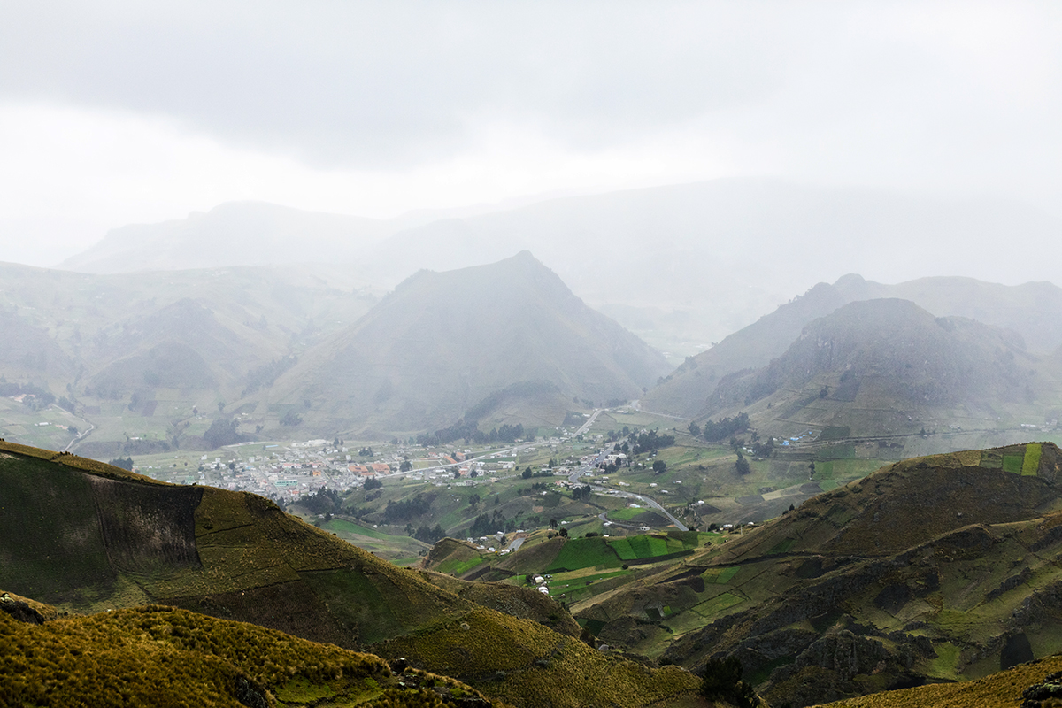 Landscape view of the mountain village of Apahua, Ecuador. 