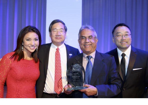Mahendra Lohani receives the Humanitarian Award at the Ascend National Convention. Pictured is Sandra Endo, Fox 11 Reporter, Jeff Chin, Ascend National President, Mahendra Lohani, and Thomas Phelps IV, Laserfiche. Mahendra Lohani receives the Humanitarian Award at the Ascend National Convention. Pictured is Sandra Endo, Fox 11 Reporter, Jeff Chin, Ascend National President, Mahendra Lohani, and Thomas Phelps IV, Laserfiche.