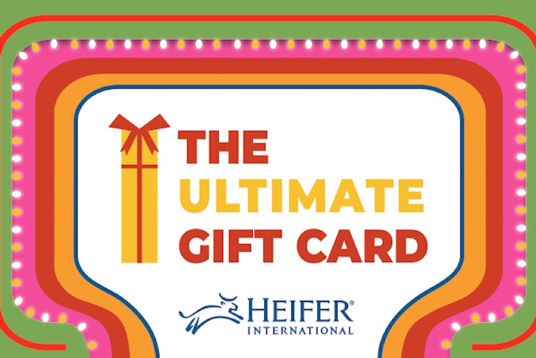 A photo of the Heifer Gift Card.