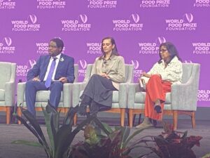 Panelists discuss sustainable livestock and holistic farming systems at the Borlaug Dialogue.