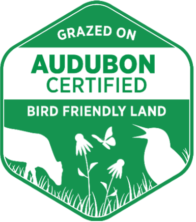 A photo of the bird-friendly beef certification.