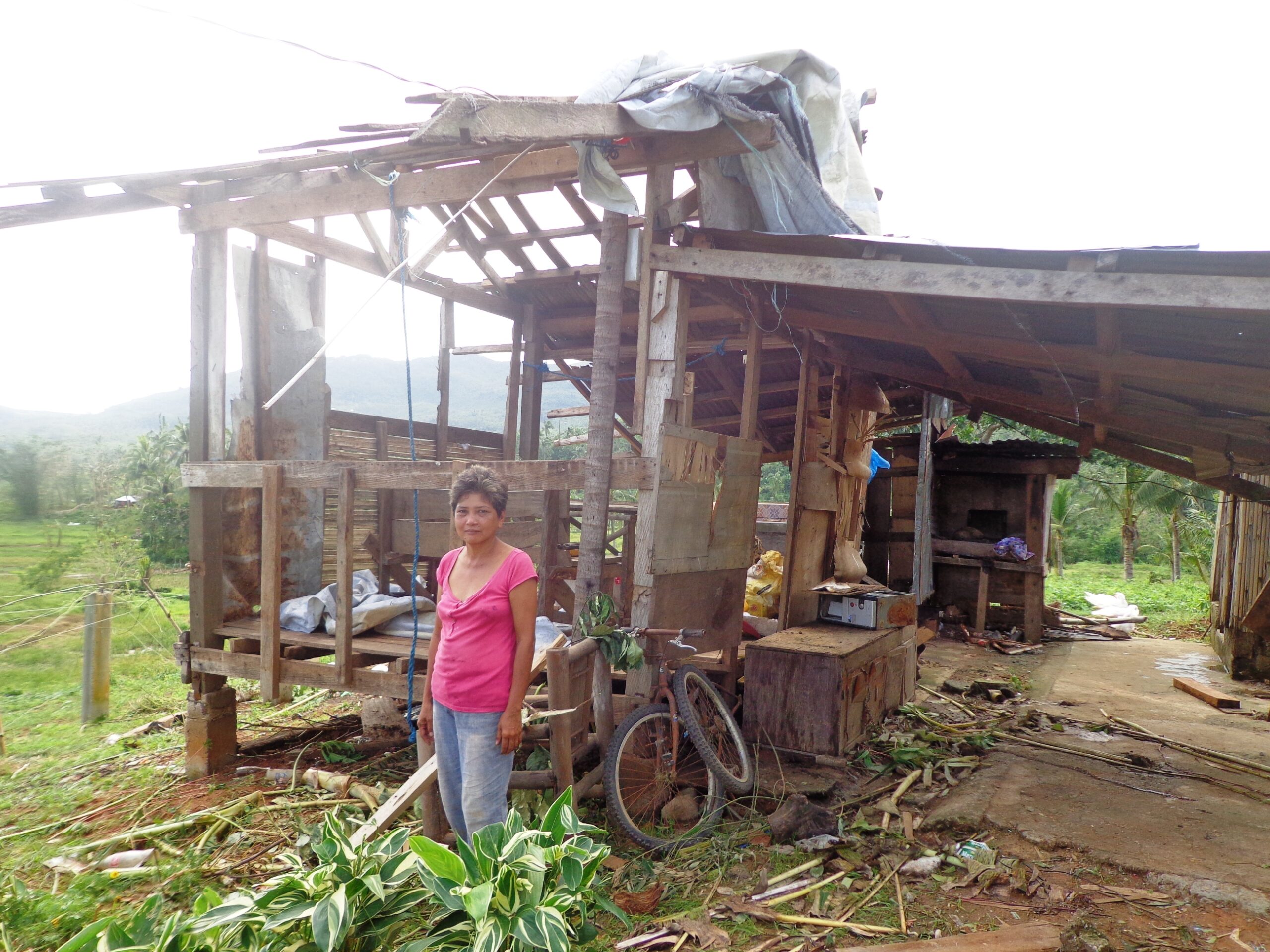 Heifer International Philippines project participant surveys her damaged home Heifer International Philippines project participant surveys her damaged home