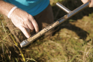 A close up shot of a soil core.