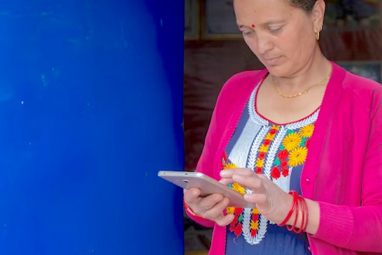 Woman holding tablet