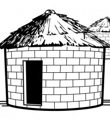One type of house made from adobe bricks. An illustration of a small house made from adobe bricks.