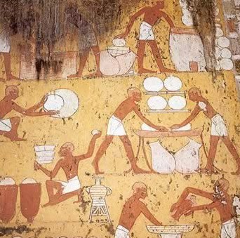 Ancient Egyptian hieroglyphics depicting cheese-making. Ancient Egyptian hieroglyphics depicting cheese-making.