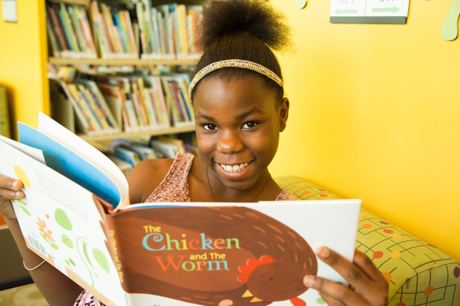 Young girl reading a book