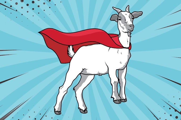 cartoon goat with a cape
