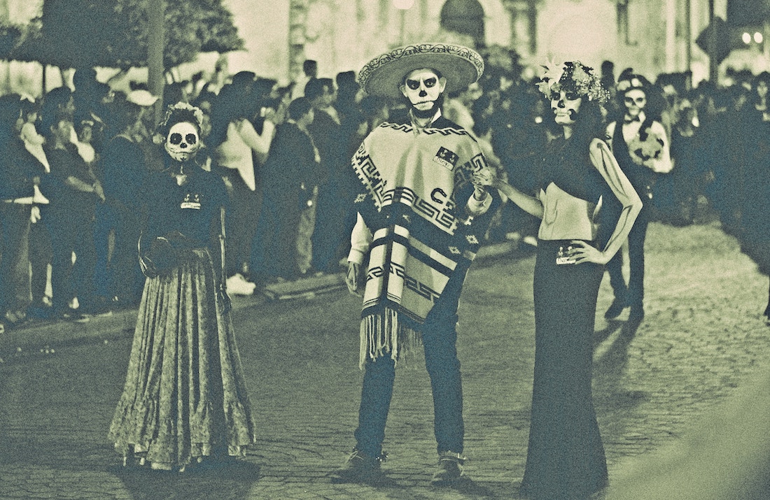 Day of the Dea revelers in Yurira, Mexico.