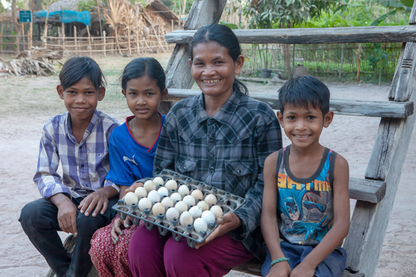 Savi and her family display eggs they have collected