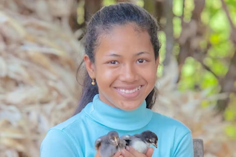 Teen with a chick.